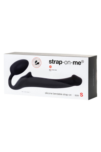 Черный безремневой страпон Silicone Bendable Strap-On - size S фото 6