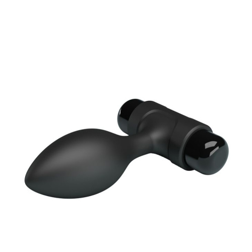 Черная анальная пробка с мощной вибрацией Vibra - 8,6 см. фото 5