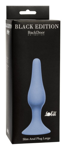 Синяя анальная пробка Slim Anal Plug Large - 12,5 см. фото 3