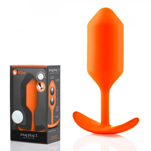 Оранжевая пробка для ношения B-vibe Snug Plug 3 - 12,7 см. фото 2