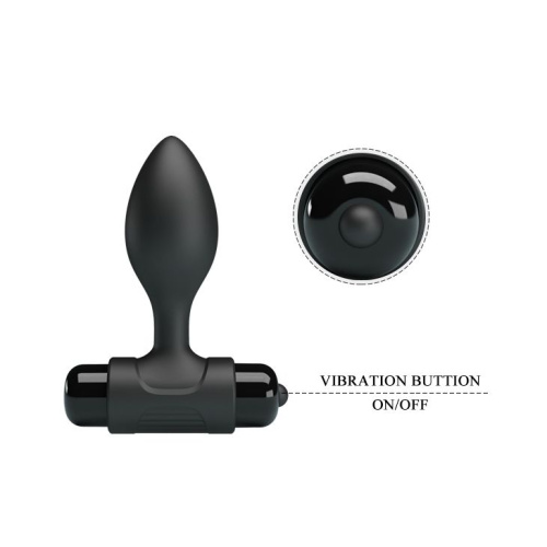 Черная анальная пробка с мощной вибрацией Vibra - 8,6 см. фото 6