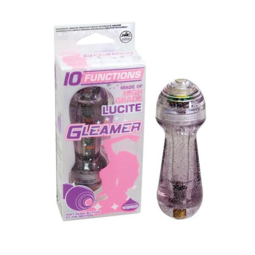 Фиолетовый мини-вибратор с блёстками Gleamer - 11,5 см. фото 2