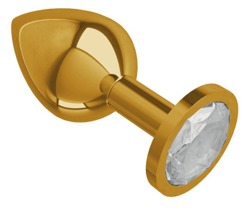 Золотистая средняя пробка с прозрачным кристаллом - 8,5 см. фото 2