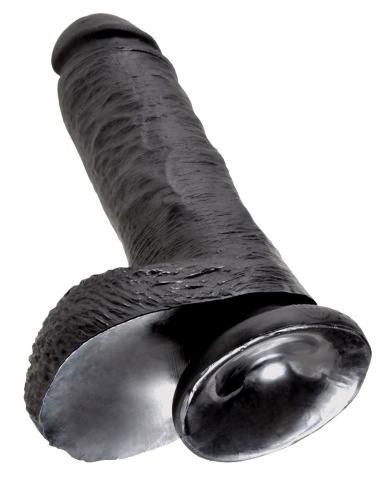 Чёрный фаллоимитатор 8  Cock with Balls - 21,3 см. фото 3