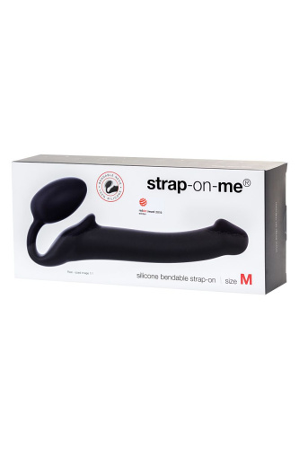 Черный безремневой страпон Silicone Bendable Strap-On - size M фото 7