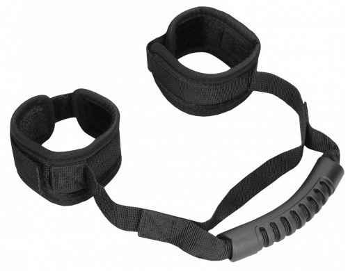 Черные наручники V&V Adjustable Handcuffs with Handle фото 2
