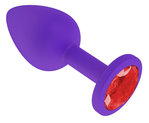 Фиолетовая силиконовая пробка с красным кристаллом - 7,3 см. фото 2
