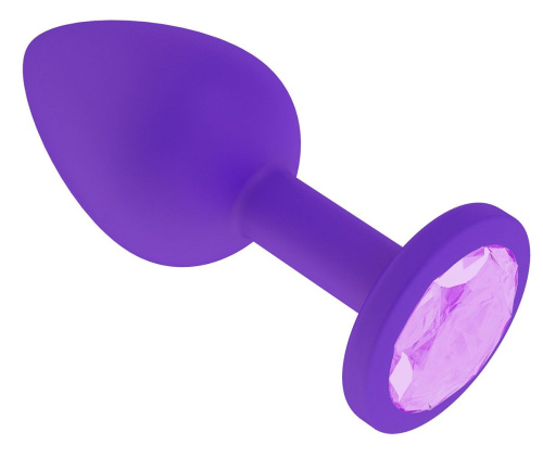 Фиолетовая силиконовая пробка с сиреневым кристаллом - 7,3 см. фото 2