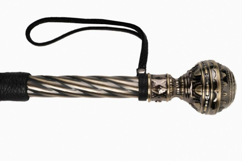Черная плеть-флогер с витой ручкой в виде шара - 60 см. фото 3
