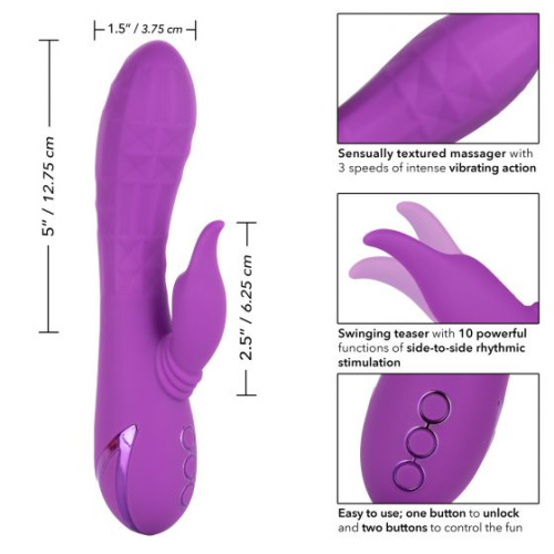 Фиолетовый вибратор-кролик Valley Vamp - 21,5 см. фото 3