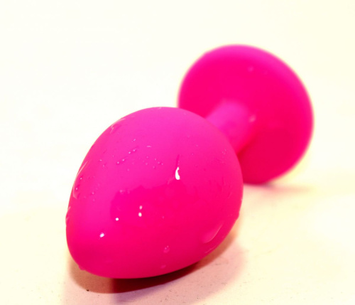 Розовая силиконовая коническая пробка с розовым стразом - 8,2 см. фото 2