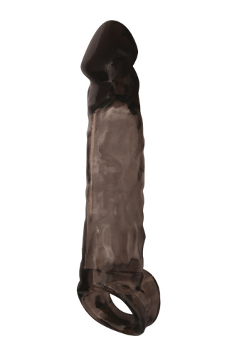 Чёрная насадка на пенис XLover c подхватом - 19,5 см. фото 2