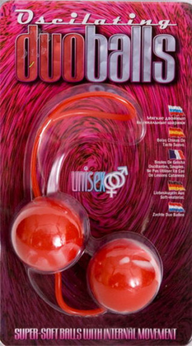 Красно-белые вагинальные шарики  со смещенным центром тяжести Duoballs фото 2