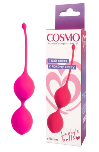 Розовые двойные вагинальные шарики с хвостиком Cosmo фото 2
