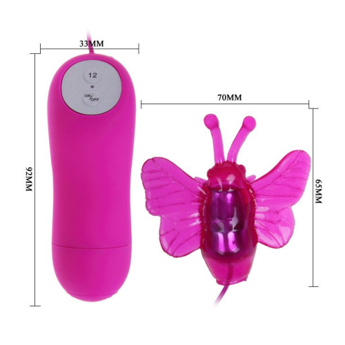 Розовый вибростимулятор в виде бабочки Cute Secret с проводным пультом фото 4