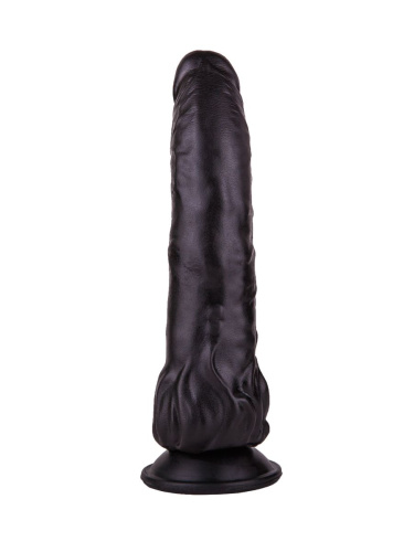 Чёрный фаллоимитатор с клиторальными лепестками - 18,5 см. фото 3