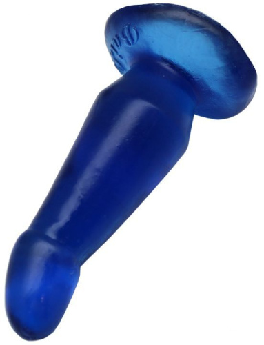 Синяя гелевая изогнутая анальная пробка - 13 см. фото 3