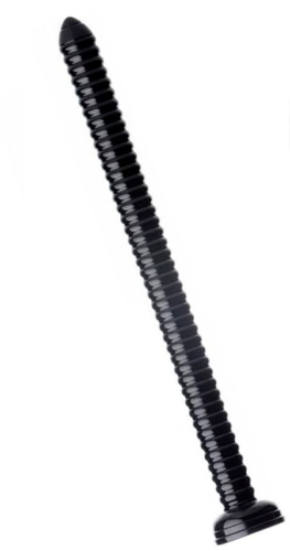 Черный анальный стимулятор-гигант Hosed Ribbed Anal Snake Dildo - 50,8 см. фото 5