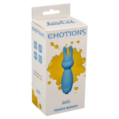 Голубой мини-вибратор Emotions Funny Bunny фото 4