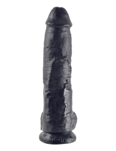 Реалистичный чёрный фаллоимитатор-гигант 10  Cock with Balls - 25,4 см. фото 2