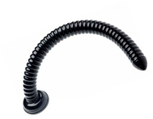 Черный анальный стимулятор-гигант Hosed Ribbed Anal Snake Dildo - 50,8 см. фото 4