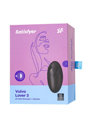 Черный вакуум-волновой стимулятор с вибрацией Vulva Lover 3 фото 6