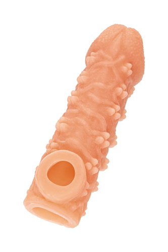 Телесная закрытая насадка с пучками шишечек Cock Sleeve 009 Size S - 13,8 см. фото 4