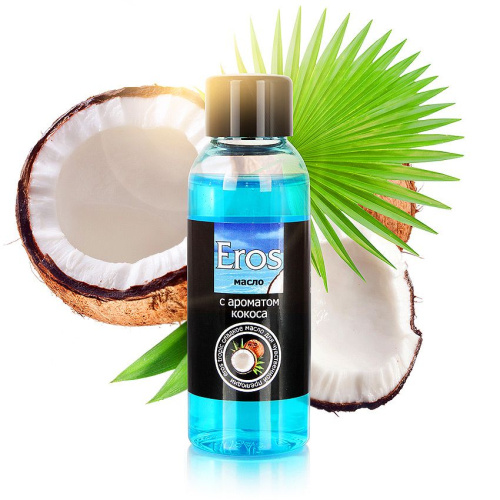 Массажное масло Eros tropic с ароматом кокоса - 50 мл. фото 3