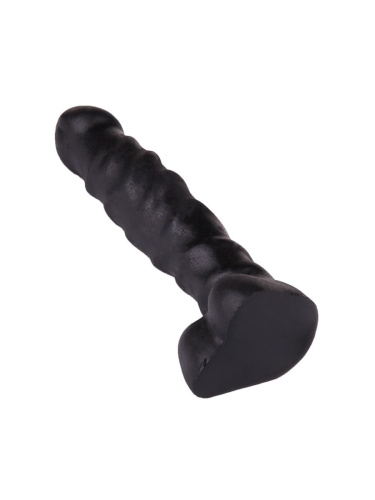 Чёрный анальный стимулятор с мошонкой - 14 см. фото 4