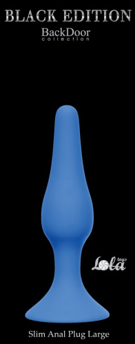 Синяя анальная пробка Slim Anal Plug Large - 12,5 см. фото 2