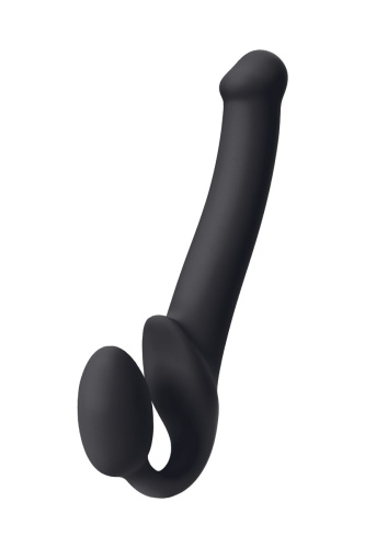 Черный безремневой страпон Silicone Bendable Strap-On - size M фото 2