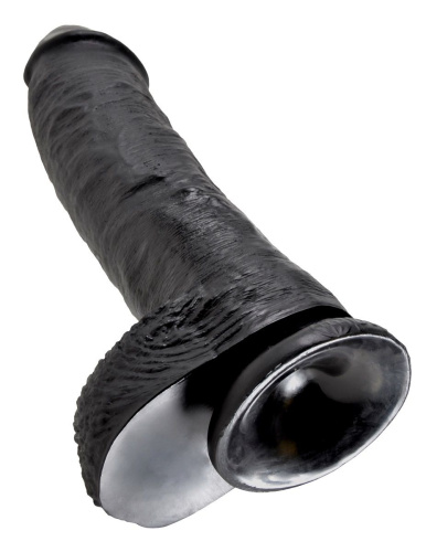 Реалистичный чёрный фаллоимитатор-гигант 10  Cock with Balls - 25,4 см. фото 5