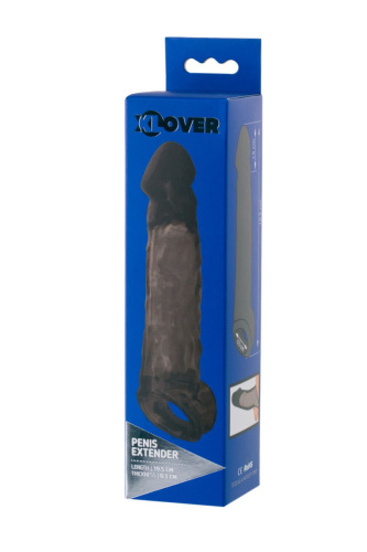 Чёрная насадка на пенис XLover c подхватом - 19,5 см. фото 3