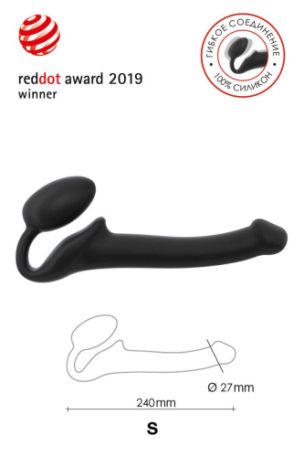 Черный безремневой страпон Silicone Bendable Strap-On - size S фото 8