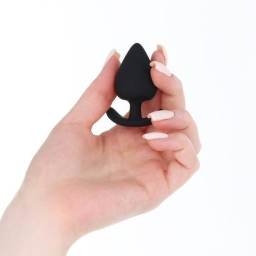 Черная силиконовая анальная пробка Soft-touch - 5,3 см. фото 3