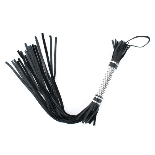 Черная длинная плеть с серебристой ручкой - 60 см. фото 3