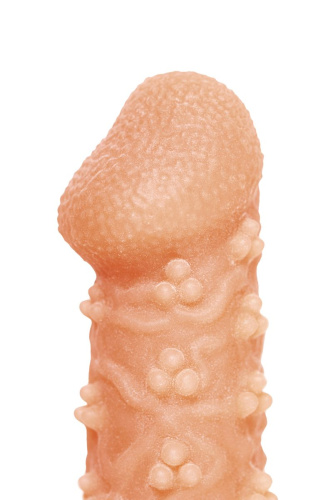 Телесная закрытая насадка с пучками шишечек Cock Sleeve 009 Size S - 13,8 см. фото 7