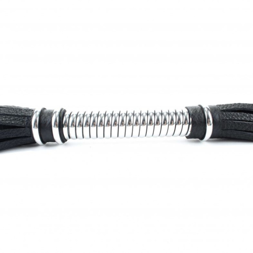 Черная длинная плеть с серебристой ручкой - 60 см. фото 2