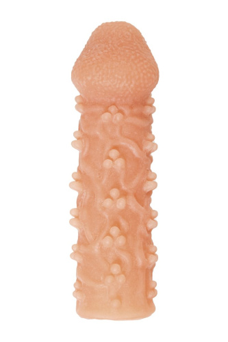Телесная закрытая насадка с пучками шишечек Cock Sleeve 009 Size S - 13,8 см. фото 3
