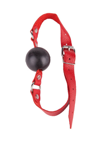 Чёрный кляп-шар с красным ремешком фото 3