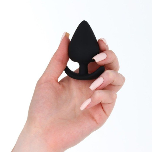 Черная силиконовая анальная пробка Soft-touch - 6,7 см. фото 3