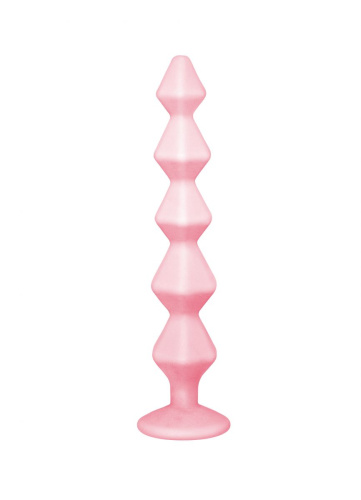 Розовая анальная цепочка с кристаллом Buddy - 17,7 см. фото 3