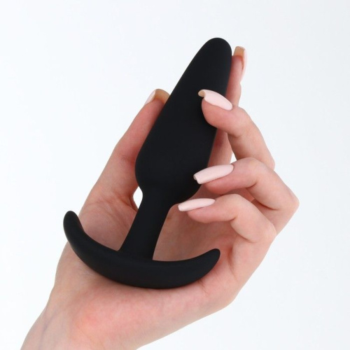 Черная силиконовая анальная пробка Soft-touch - 12,5 см. фото 3