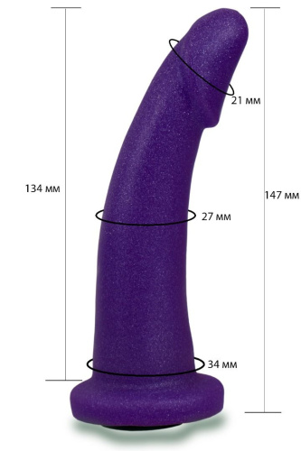 Фиолетовая гладкая изогнутая насадка-плаг - 14,7 см. фото 2