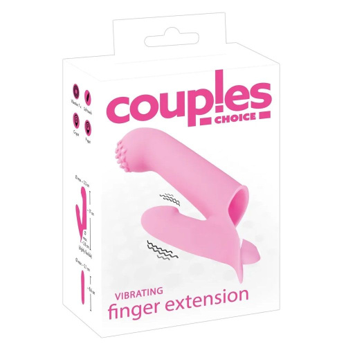 Нежно-розовая двойная вибронасадка на палец Vibrating Finger Extension - 17 см. фото 2