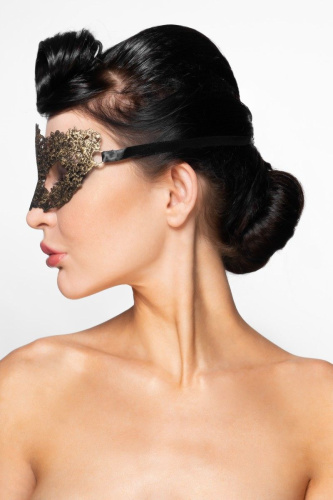 Золотистая карнавальная маска  Альциона фото 3