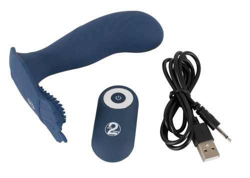 Синий вибростимулятор простаты Vibrating Butt Plug - 11,7 см. фото 6