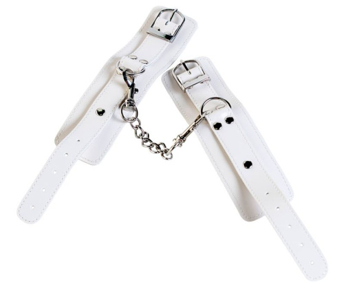 Белые кожаные наручники фото 5