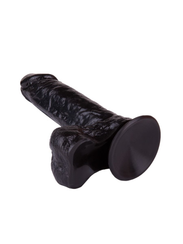 Чёрный фаллоимитатор с мошонкой на подошве-присоске - 16,5 см. фото 4