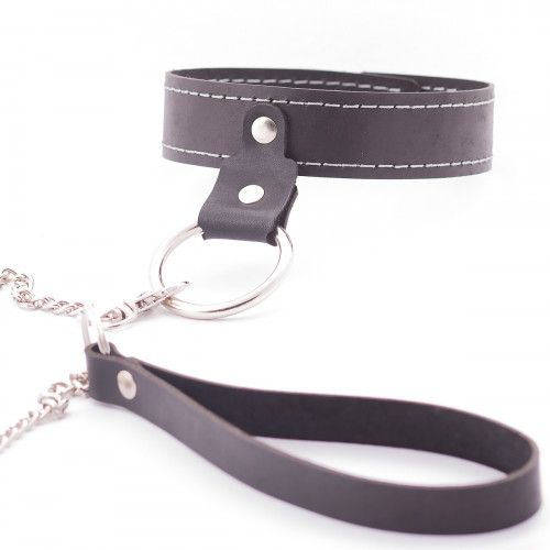 Узкий однослойный ошейник с поводком Узкий однослойный ошейник с поводком